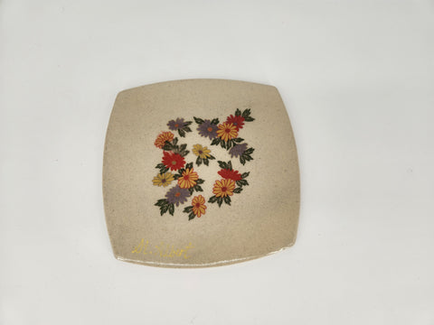 Small Pottery Trivet Flowers - Arts and Heritage St. Albert