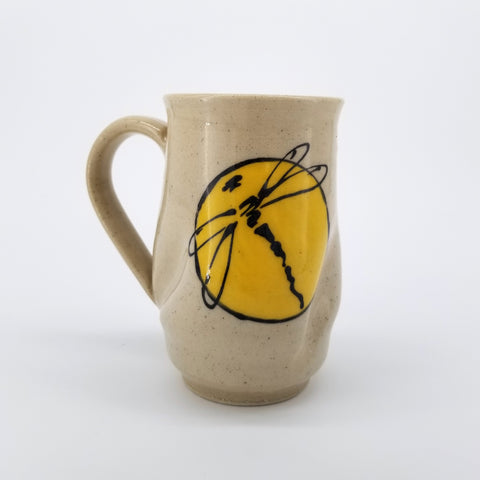 Colourful Handmade Mugs with Dragonfly Decoration Yellow - Arts and Heritage St. Albert