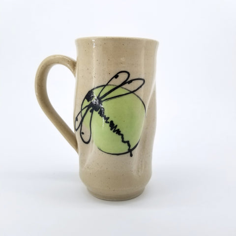 Colourful Handmade Mugs with Dragonfly Decoration Lime Green - Arts and Heritage St. Albert