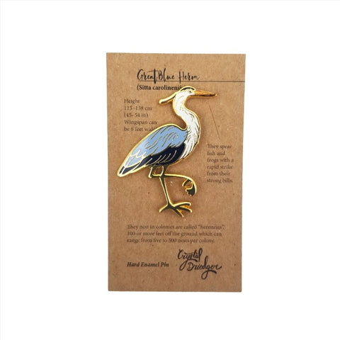 Gold Plated Enamel Pin Great Blue Heron - Arts and Heritage St. Albert