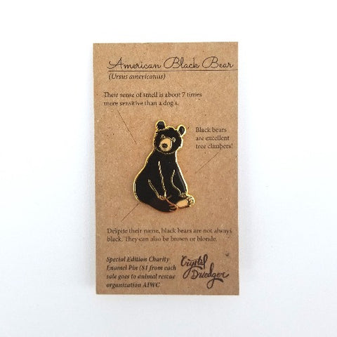 Gold Plated Enamel Pin American Black Bear - Arts and Heritage St. Albert