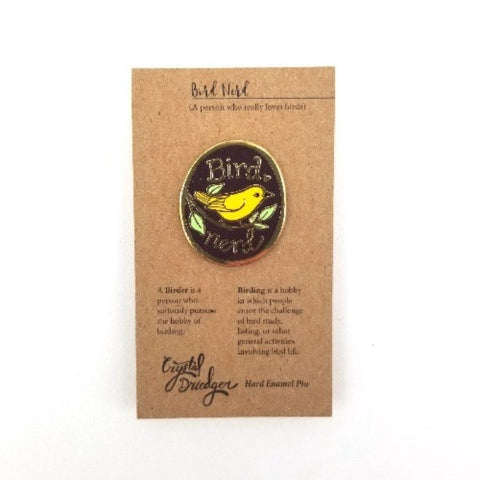 Gold Plated Enamel Pin Bird Nerd - Arts and Heritage St. Albert