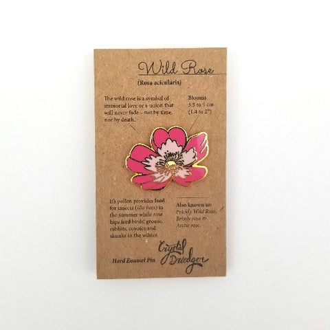 Gold Plated Enamel Pin Wild Rose - Arts and Heritage St. Albert