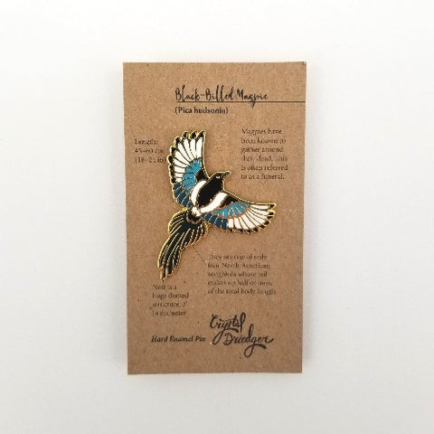 Gold Plated Enamel Pin Magpie - Arts and Heritage St. Albert