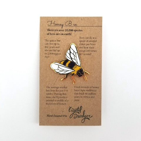 Gold Plated Enamel Pin Honey Bee - Arts and Heritage St. Albert