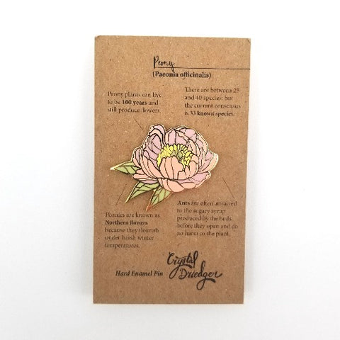 Gold Plated Enamel Pin Light Pink Peony - Arts and Heritage St. Albert