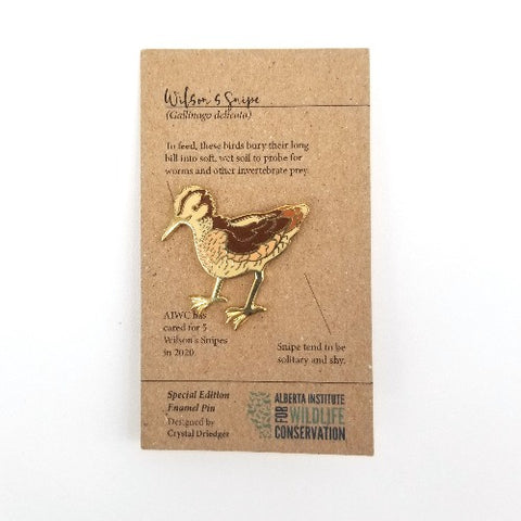 Gold Plated Enamel Pin Wilson's Snipe - Arts and Heritage St. Albert