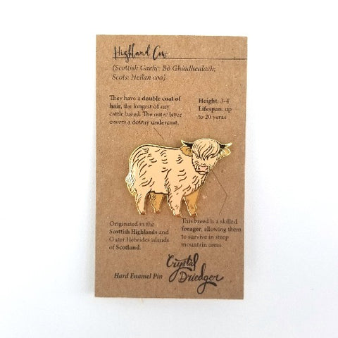 Gold Plated Enamel Pin Highland Cow - Arts and Heritage St. Albert