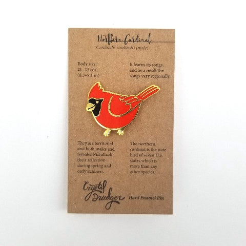 Gold Plated Enamel Pin Northern Cardinal - Arts and Heritage St. Albert