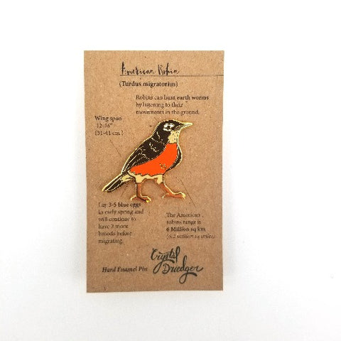 Gold Plated Enamel Pin Robin - Arts and Heritage St. Albert