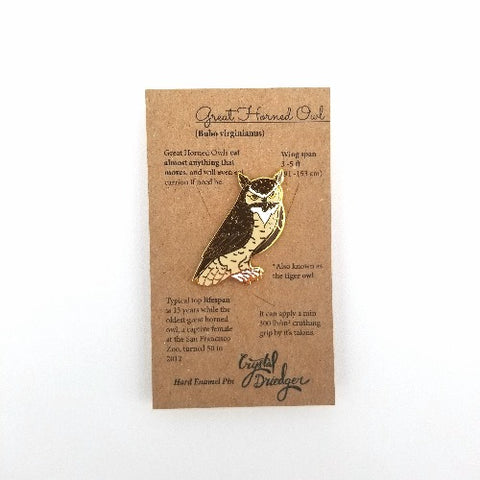 Gold Plated Enamel Pin Great Horned Owl - Arts and Heritage St. Albert