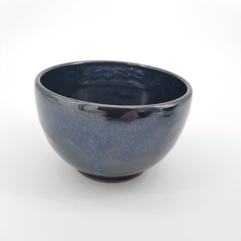 Medium Ceramic Bowl Black Bowl with Dark Blue Liner - Arts and Heritage St. Albert