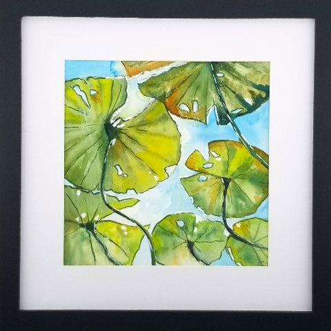 Watercolour Paintings by Sabine Hahnal Lily Pads From Below - Arts and Heritage St. Albert