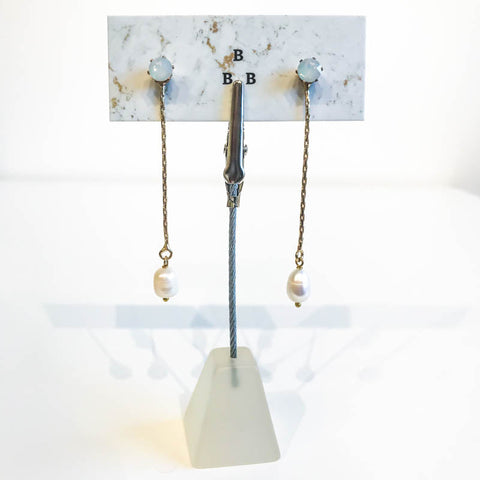 'Two Way Drops' 2 in 1 Hanging Earring With Pearl - Arts and Heritage St. Albert