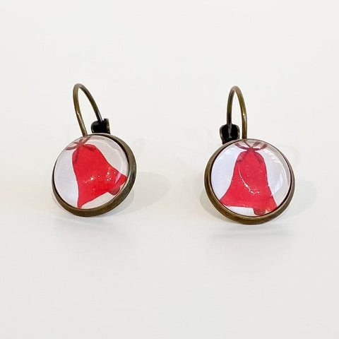 Holiday Earrings Red Bell - Arts and Heritage St. Albert