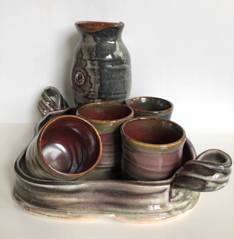 6 Piece Sake Set With Tray - Arts and Heritage St. Albert