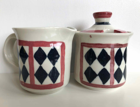 Checkers Cream and Sugar Set - Arts and Heritage St. Albert