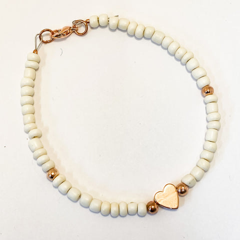 Rose Gold Heart Bead Bracelet - Arts and Heritage St. Albert