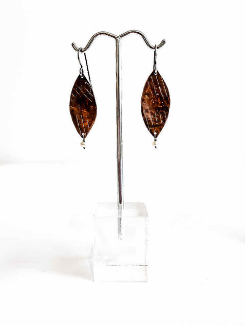 Hammered Earrings With Pearl - Arts and Heritage St. Albert