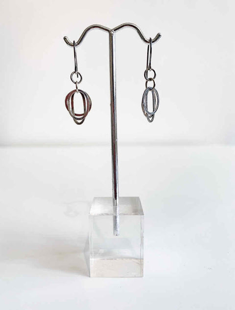 Silver Earrings Labrodite, Pearl, Crystal Small Loops - Arts and Heritage St. Albert