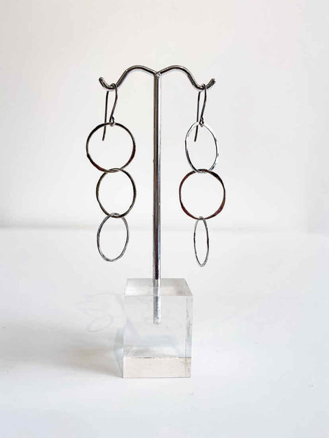 Silver Earrings Labrodite, Pearl, Crystal 3 Loops - Arts and Heritage St. Albert