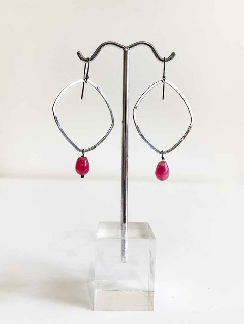 Silver Earrings Silver, Ruby, Labrodite Red Stone - Arts and Heritage St. Albert