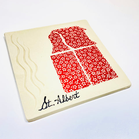 Grain Elevator Trivet Red Swirl - Arts and Heritage St. Albert