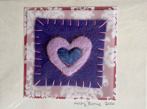 Holly Boone Art Cards - Single Hearts Light & Dark Purple - Arts and Heritage St. Albert