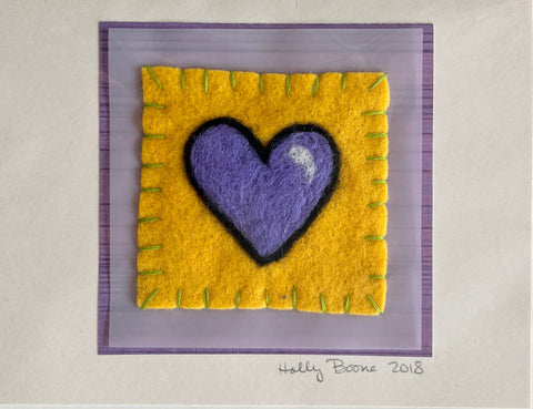 Holly Boone Art Cards - Single Hearts Solid Light Purple (Black Outline) - Arts and Heritage St. Albert