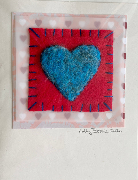 Holly Boone Art Cards - Single Hearts Solid Blue - Arts and Heritage St. Albert