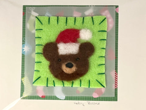 Holly Boone Art Cards - Winter Themed Holiday Bear - Green Background - Arts and Heritage St. Albert