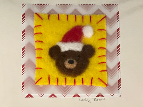 Holly Boone Art Cards - Winter Themed Holiday Bear - Yellow Background - Arts and Heritage St. Albert