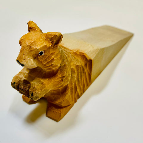 Wooden door stop squirrel - Arts and Heritage St. Albert