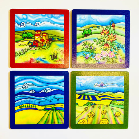 Silk Concepts Coasters (set of 4) Prairie series - Arts and Heritage St. Albert