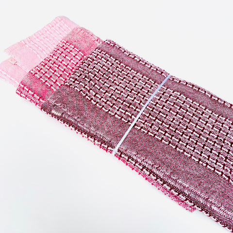 Woven fingertip towels set of 3 pink red burgundy - Arts and Heritage St. Albert