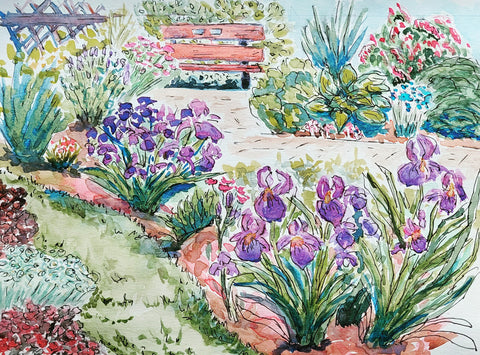 9x12 Prints by Luise Mendler-Johnson Irises in the Garden - Arts and Heritage St. Albert