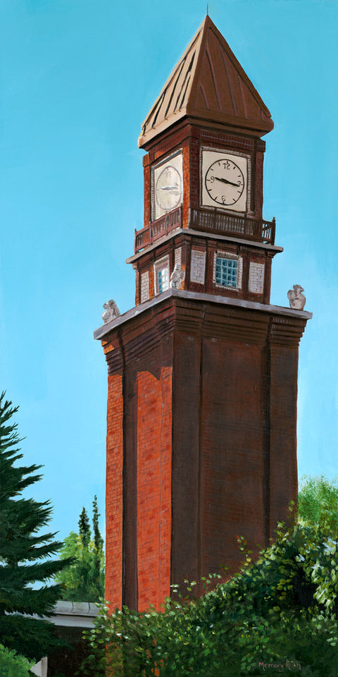 St. Albert Series Art Cards by Memory Roth Perron Street Clock Tower, 8" x 4" - Arts and Heritage St. Albert