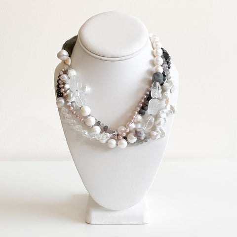 'Pema' Smoky Quartz, Pearl, Quartz & Shell Necklace - Arts and Heritage St. Albert