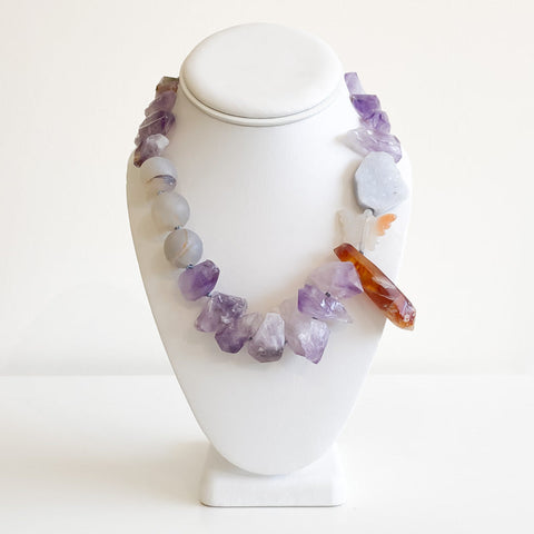 'Pema' Purple Agate & Amber Necklace - Arts and Heritage St. Albert