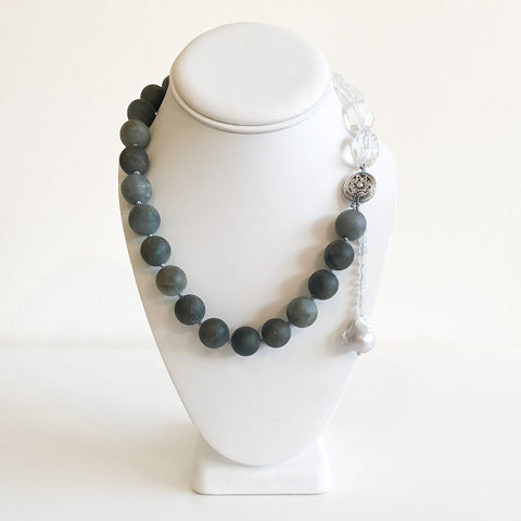 'Pema' Chunky Statement Necklace Grey Hematite - Arts and Heritage St. Albert