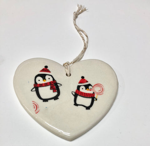 Holiday Ornaments Penguin - Heart - Arts and Heritage St. Albert