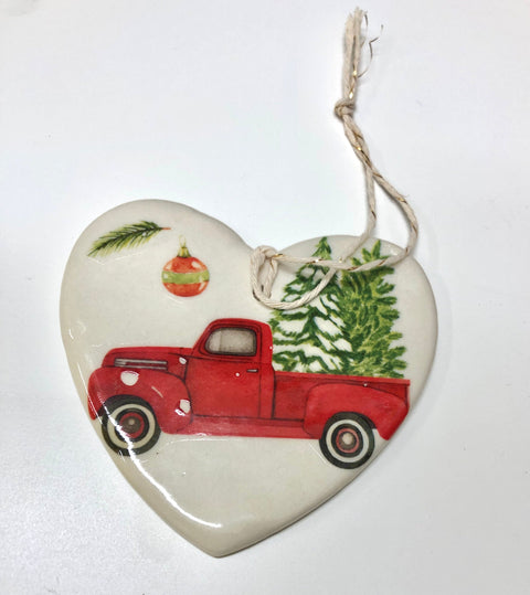 Holiday Ornaments Red Truck - Heart - Arts and Heritage St. Albert