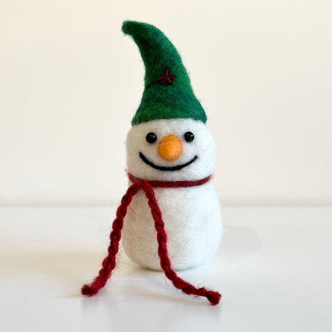 Snowman Sculptures Dark Green Hat 6.5" - Arts and Heritage St. Albert