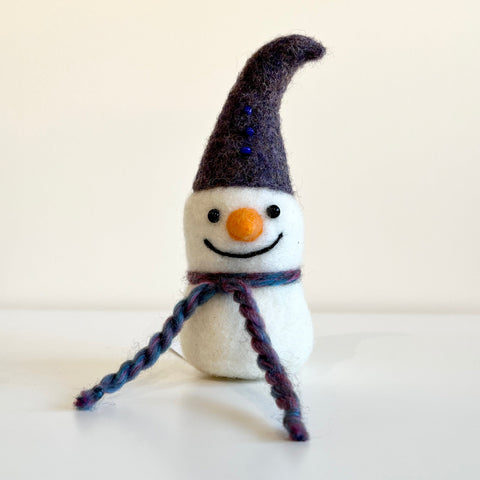 Snowman Sculptures Dark Purple Hat 6.5" - Arts and Heritage St. Albert