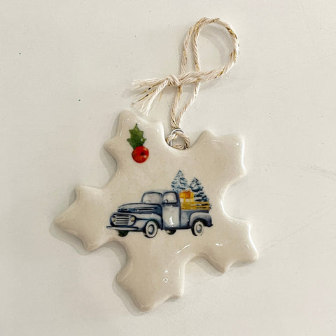 Holiday Ornaments Blue Truck - Snowflake - Arts and Heritage St. Albert