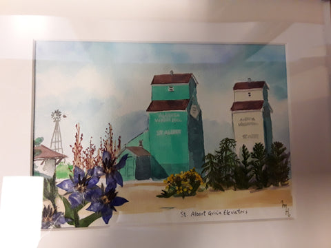 Framed pressed flower art Grain Elevators 5 x 7 - Arts and Heritage St. Albert