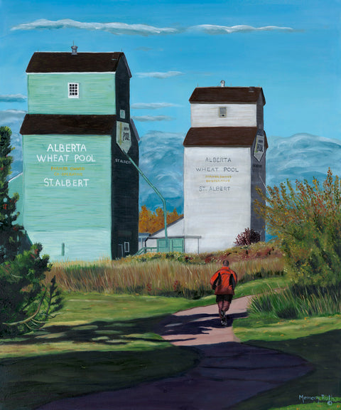 St. Albert Series Art Cards by Memory Roth St. Albert Grain Elevator, 4.25" x 5.5" - Arts and Heritage St. Albert