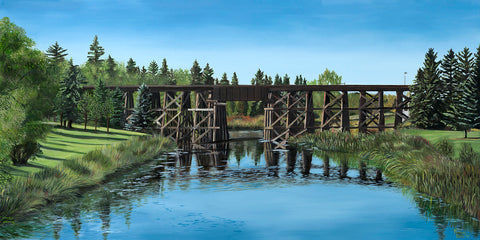 St. Albert Series Art Cards by Memory Roth St. Albert Trestle Bridge, 8" x 4" - Arts and Heritage St. Albert