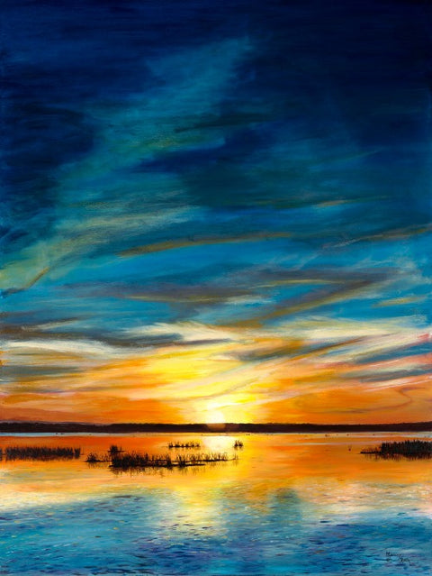 St. Albert Series Art Prints by Memory Roth Sunset at Big Lake 11 inches x 14 inches. - Arts and Heritage St. Albert