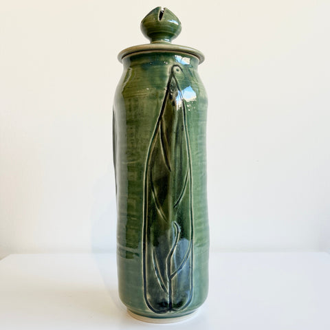 Willow Leaf Tall Green Vase - Arts and Heritage St. Albert